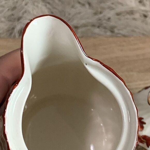 As Is Damaged Copeland Spode Indian Tree Small Pitcher Orange Floral Scallop - Picture 16 of 17